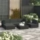 Градински комплект с възглавници, 6 части, полиратан, черен