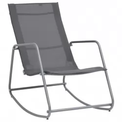 Градински люлеещ се стол, сив, 95x54x85 см, textilene