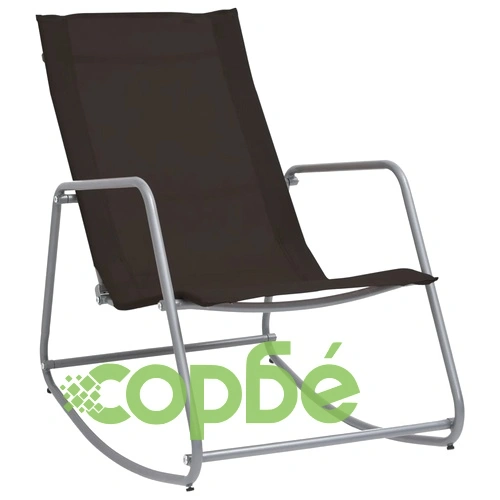 Градински люлеещ се стол, черен, 95x54x85 см, textilene ➤ топ цена ➤ sorbe.bg