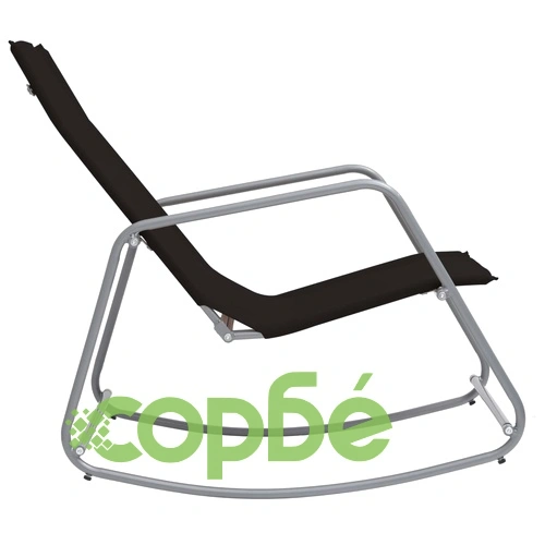 Градински люлеещ се стол, черен, 95x54x85 см, textilene ➤ топ цена ➤ sorbe.bg
