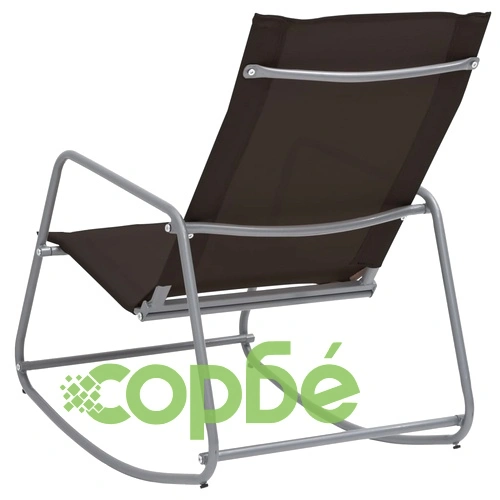 Градински люлеещ се стол, черен, 95x54x85 см, textilene ➤ топ цена ➤ sorbe.bg