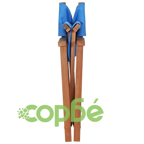 Режисьорски стол, масивно тиково дърво, син ➤ топ цена ➤ sorbe.bg