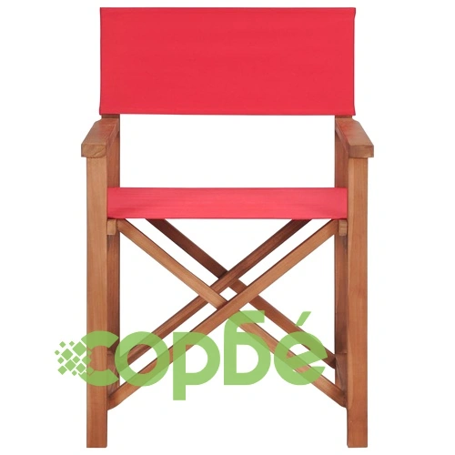 Режисьорски стол, масивно тиково дърво, червен ➤ топ цена ➤ sorbe.bg