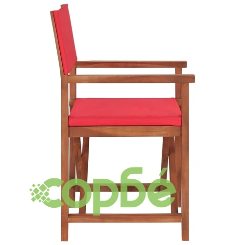 Режисьорски стол, масивно тиково дърво, червен ➤ топ цена ➤ sorbe.bg