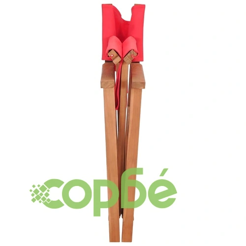 Режисьорски стол, масивно тиково дърво, червен ➤ топ цена ➤ sorbe.bg