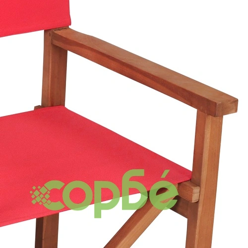 Режисьорски стол, масивно тиково дърво, червен ➤ топ цена ➤ sorbe.bg