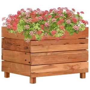 Повдигната леха 50x40x38 см рециклирано тиково дърво и стомана