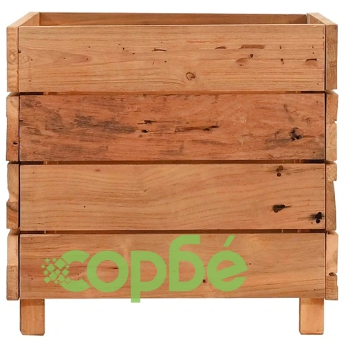Повдигната леха 50x40x38 см рециклирано тиково дърво и стомана ➤ топ цена ➤ sorbe.bg