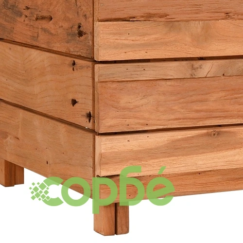 Повдигната леха 50x40x38 см рециклирано тиково дърво и стомана ➤ топ цена ➤ sorbe.bg