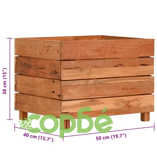 Повдигната леха 50x40x38 см рециклирано тиково дърво и стомана ➤ топ цена ➤ sorbe.bg