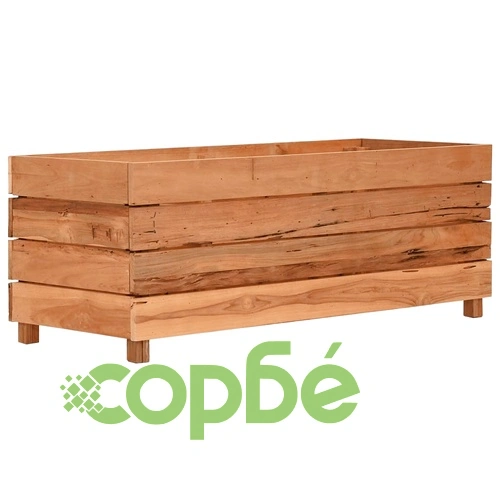 Повдигната леха 100x40x38 см рециклирано тиково дърво и стомана ➤ топ цена ➤ sorbe.bg