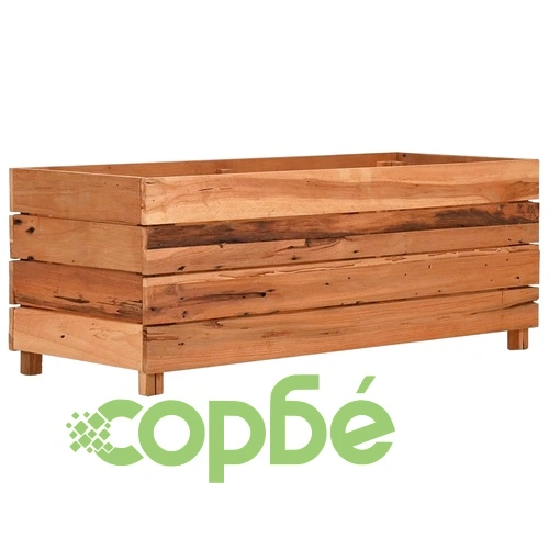 Повдигната леха 100x40x38 см рециклирано тиково дърво и стомана ➤ топ цена ➤ sorbe.bg