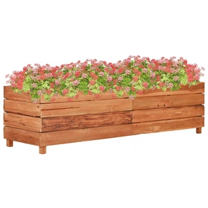 Повдигната леха 150x40x38 см рециклирано тиково дърво и стомана