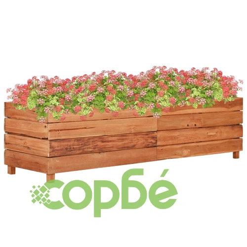 Повдигната леха 150x40x38 см рециклирано тиково дърво и стомана ➤ топ цена ➤ sorbe.bg