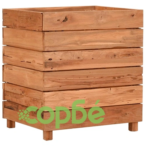 Повдигната леха 50x40x55 см рециклирано тиково дърво и стомана ➤ топ цена ➤ sorbe.bg