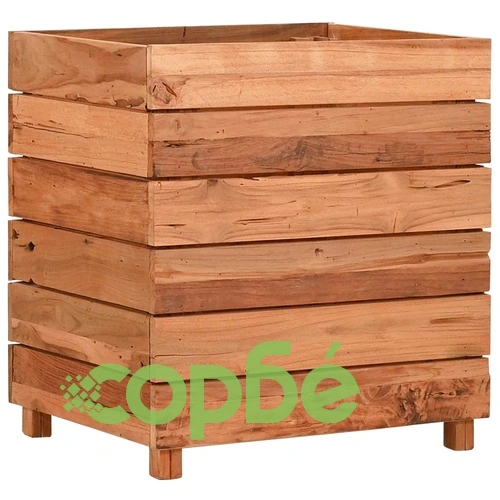 Повдигната леха 50x40x55 см рециклирано тиково дърво и стомана ➤ топ цена ➤ sorbe.bg