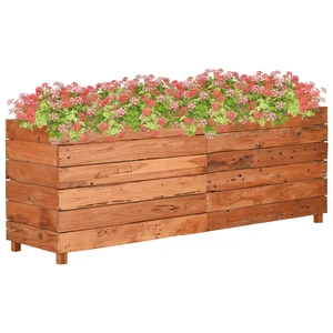 Повдигната леха 150x40x55 см рециклирано тиково дърво и стомана