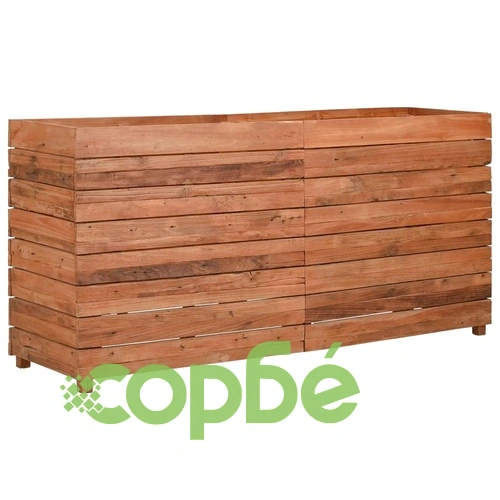 Повдигната леха 150x40x72 см рециклирано тиково дърво и стомана ➤ топ цена ➤ sorbe.bg