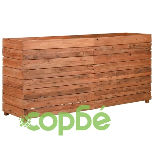 Повдигната леха 150x40x72 см рециклирано тиково дърво и стомана ➤ топ цена ➤ sorbe.bg