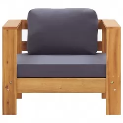 Градинско кресло с тъмносива възглавница, акация масив