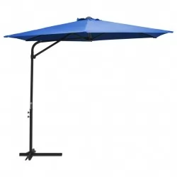 Градински чадър със стоманен прът, 300 см, лазурносин