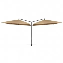 Двоен чадър със стоманен прът, 250x250 см, таупе