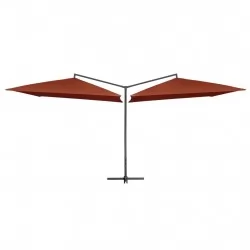 Двоен чадър със стоманен прът, 250x250 см, теракота