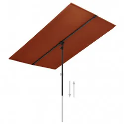 Градински чадър с алуминиев прът, 180x110 см, теракота 