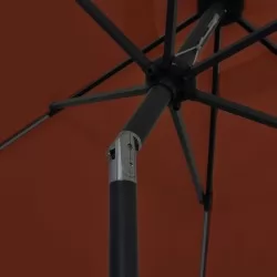 Чадър с LED светлини и алуминиев прът, 300 см, теракота