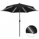 Чадър с LED светлини и алуминиев прът, 300 см, черен