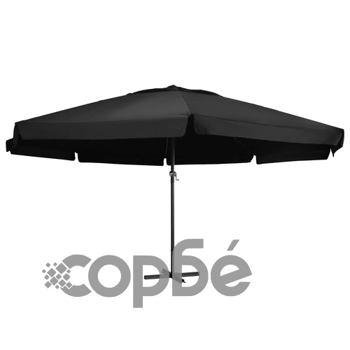 Градински чадър с алуминиев прът, 500 см, черен ➤ топ цена ➤ sorbe.bg