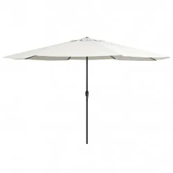 Градински чадър с метален прът, 400 см, пясъчнобял