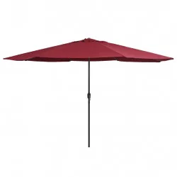 Градински чадър с метален прът, 400 см, бордо червен