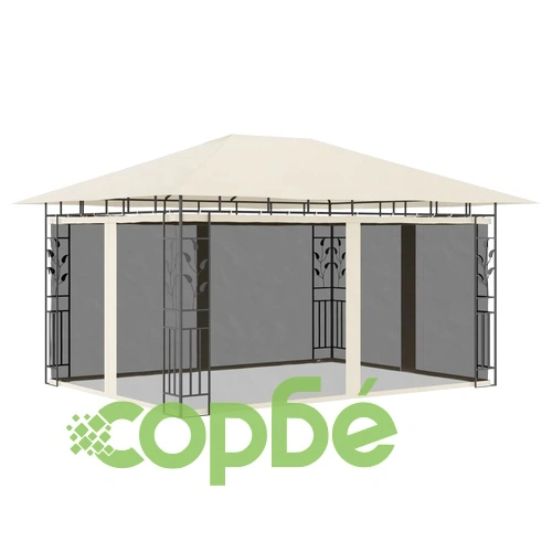 Шатра с мрежа против комари, 4x3x2,73 м, кремава, 180 г/м² ➤ топ цена ➤ sorbe.bg