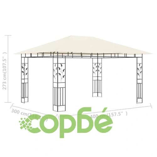 Шатра с мрежа против комари, 4x3x2,73 м, кремава, 180 г/м² ➤ топ цена ➤ sorbe.bg