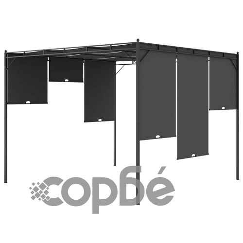 Градинска шатра със странична завеса 3x3x2,25 м антрацит ➤ топ цена ➤ sorbe.bg