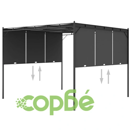 Градинска шатра със странична завеса 3x3x2,25 м антрацит ➤ топ цена ➤ sorbe.bg