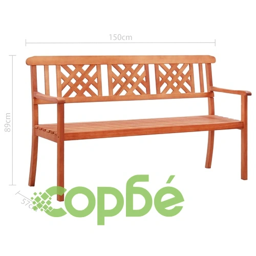 3-местна градинска пейка, 150 cм, евкалиптово дърво масив ➤ топ цена ➤ sorbe.bg