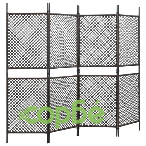 Параван за стая, 4 панела, полиратан, кафяв, 240x200 см ➤ топ цена ➤ sorbe.bg