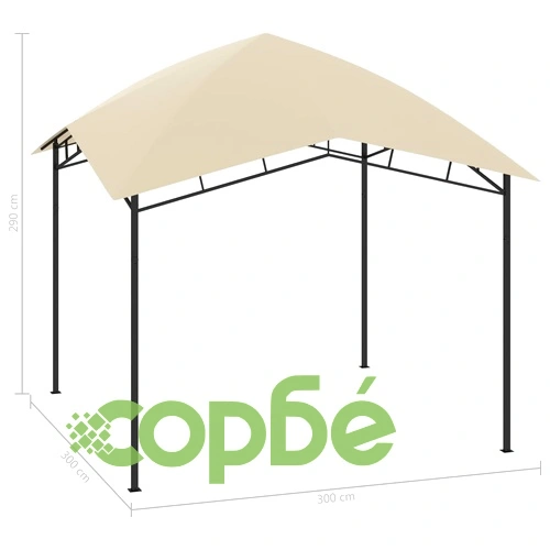 Градинска беседка, 3x3x2,9 м, кремава, 180 г/м² ➤ топ цена ➤ sorbe.bg