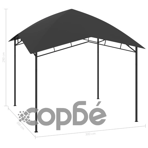 Градинска беседка, 3x3x2,9 м, антрацит, 180 г/м² ➤ топ цена ➤ sorbe.bg