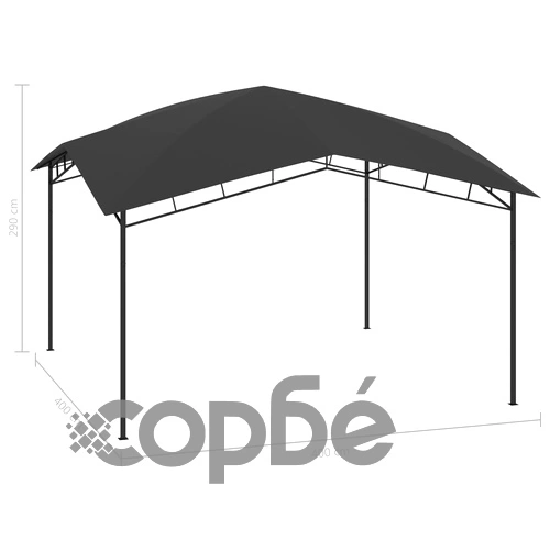Градинска беседка, 4x4x2,9 м, антрацит, 180 г/м² ➤ топ цена ➤ sorbe.bg