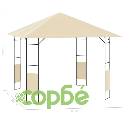 Градинска беседка, 3x3x2,6 м, кремава, 160 г/м² ➤ топ цена ➤ sorbe.bg