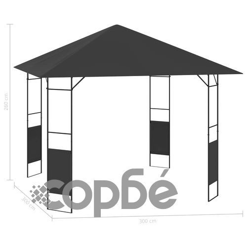 Градинска беседка, 3х3 м, антрацит, 160 г/м² ➤ топ цена ➤ sorbe.bg
