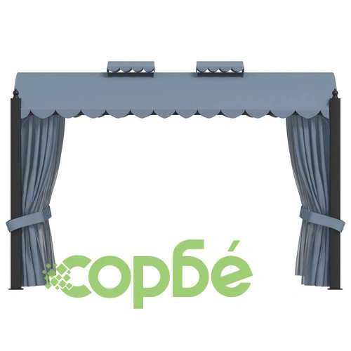 Градинска шатра със завеси, 3x4 м, антрацит, стомана ➤ топ цена ➤ sorbe.bg