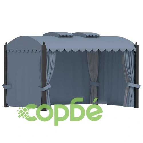 Градинска шатра със завеси, 3x4 м, антрацит, стомана ➤ топ цена ➤ sorbe.bg