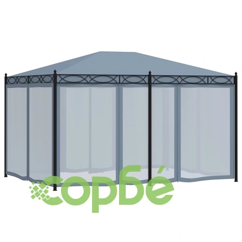 Шатра с мрежести прозорци, 3x4 м, антрацит, стомана ➤ топ цена ➤ sorbe.bg
