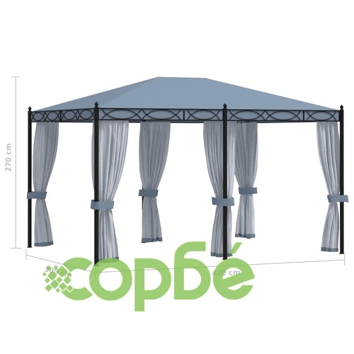 Шатра с мрежести прозорци, 3x4 м, антрацит, стомана ➤ топ цена ➤ sorbe.bg