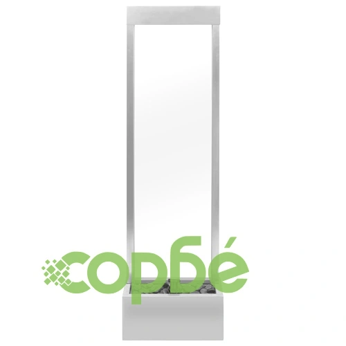 Градински фонтан, сребрист, 46x24x150 см, неръждаема стомана ➤ топ цена ➤ sorbe.bg