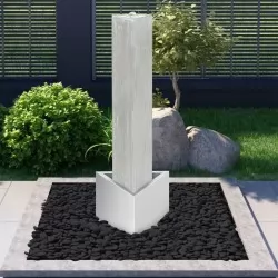 Градински фонтан сребрист 37,7x32,6x110 см неръждаема стомана